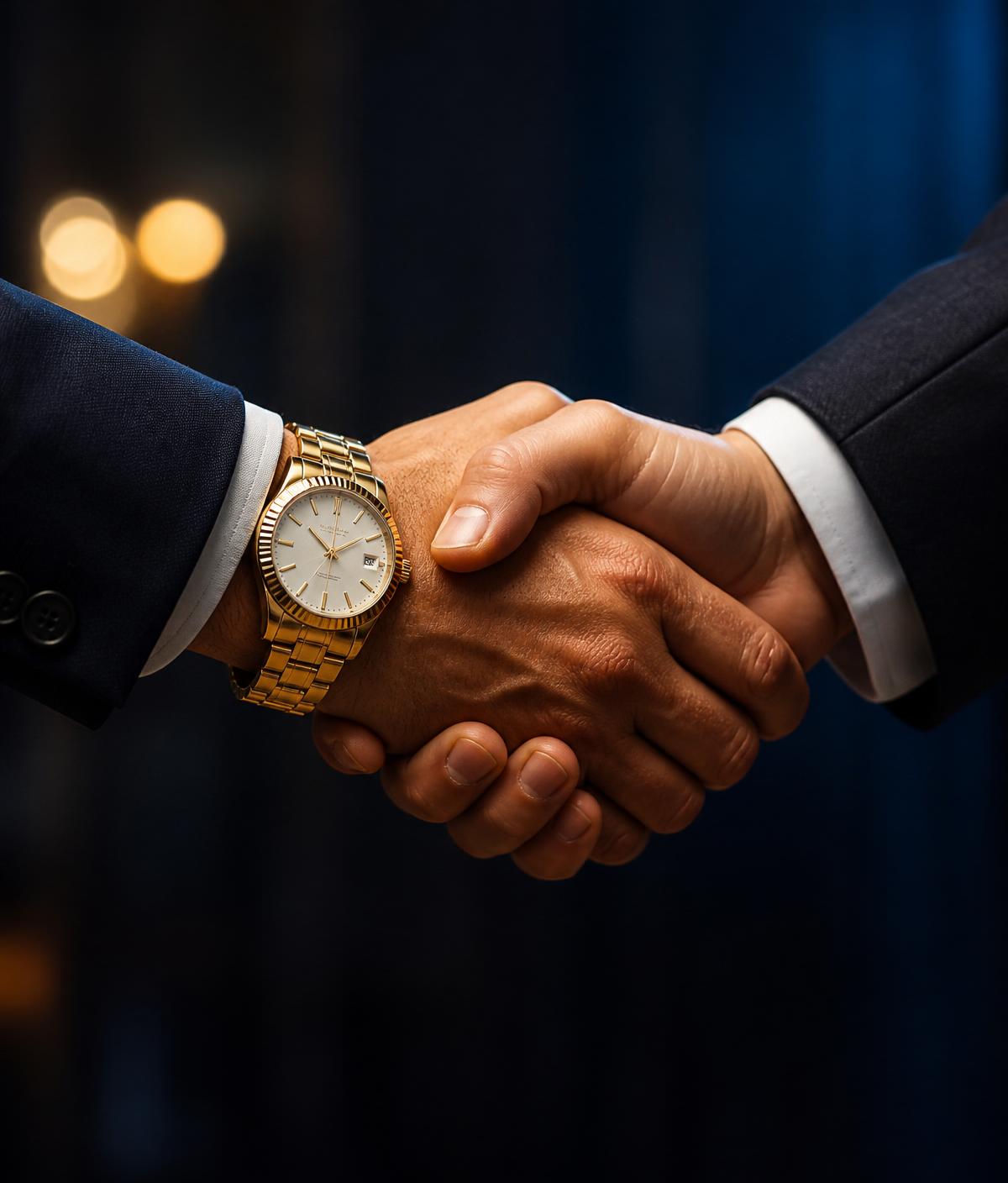 Handshake between two professionals in tailored suits